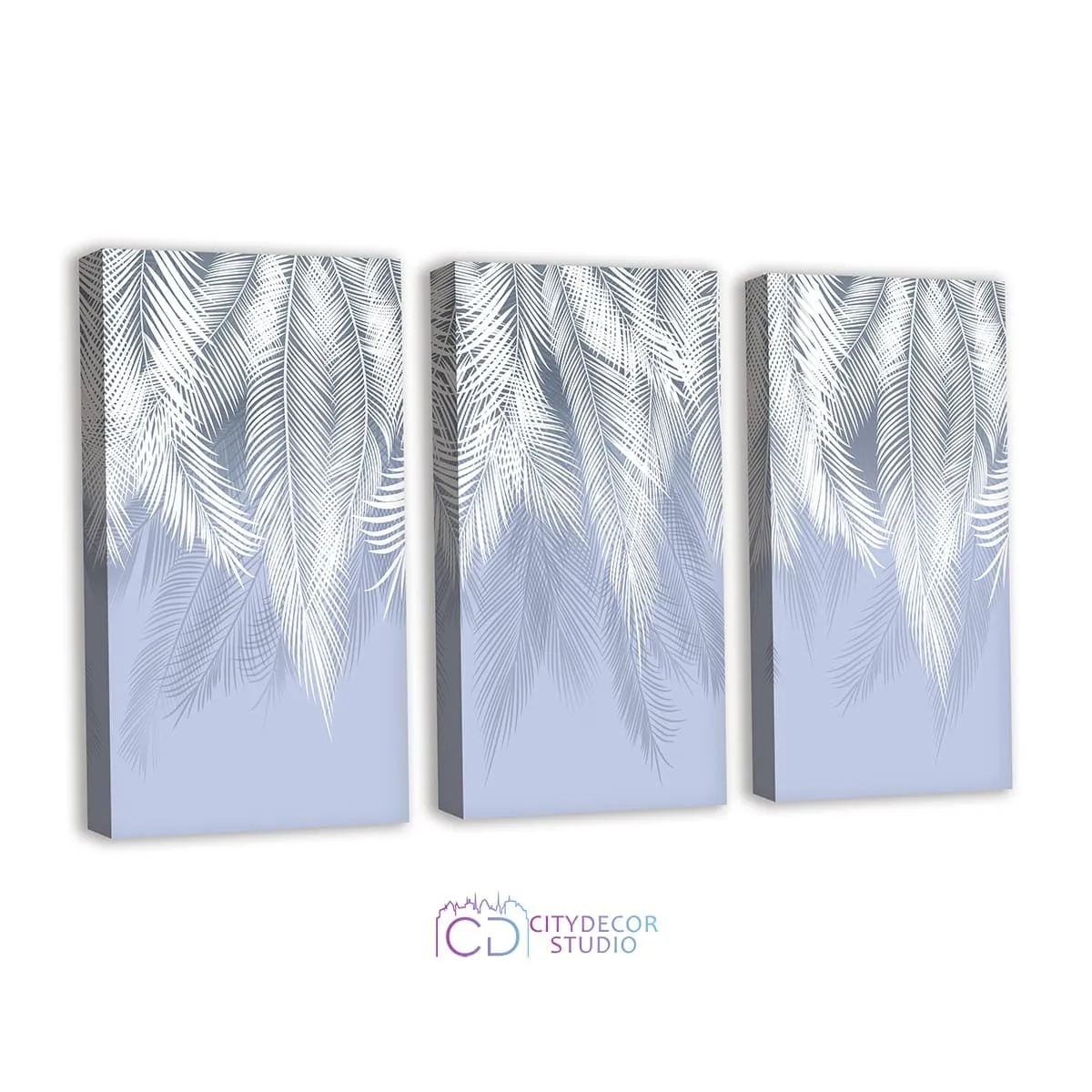 Модульная картина Citydecor Пальмовые листья (голубой) арт. 7.153 (3 модуля) 75x117 см