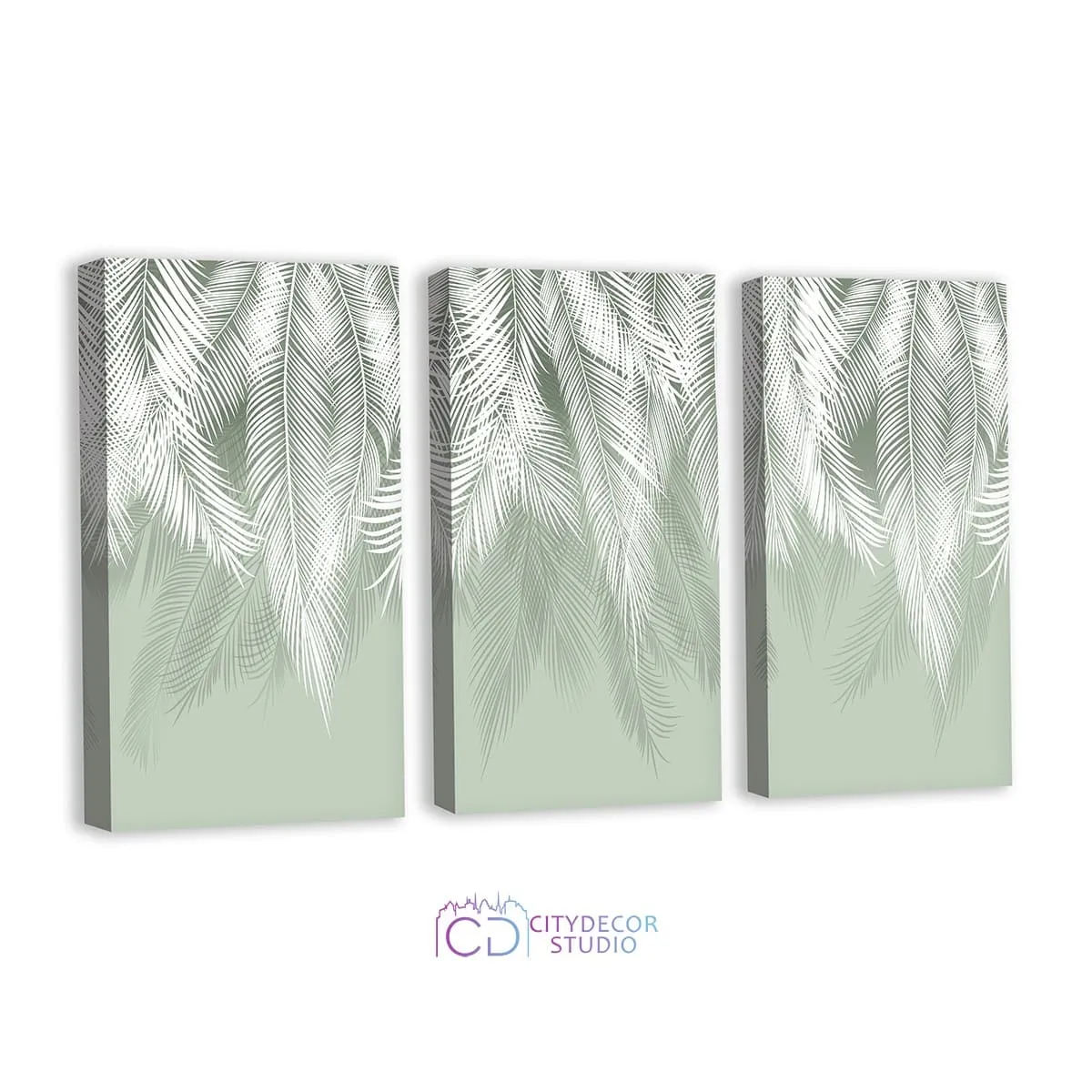 Модульная картина Citydecor Пальмовые листья (олива) арт. 7.156 (3 модуля) 75x117 см