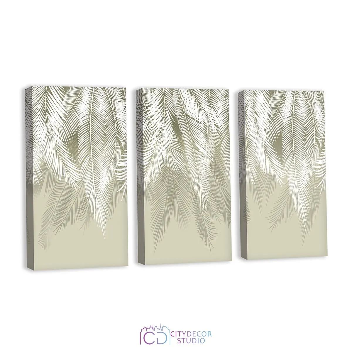 Модульная картина Citydecor Пальмовые листья (олива) арт. 7.158 (3 модуля) 75x117 см