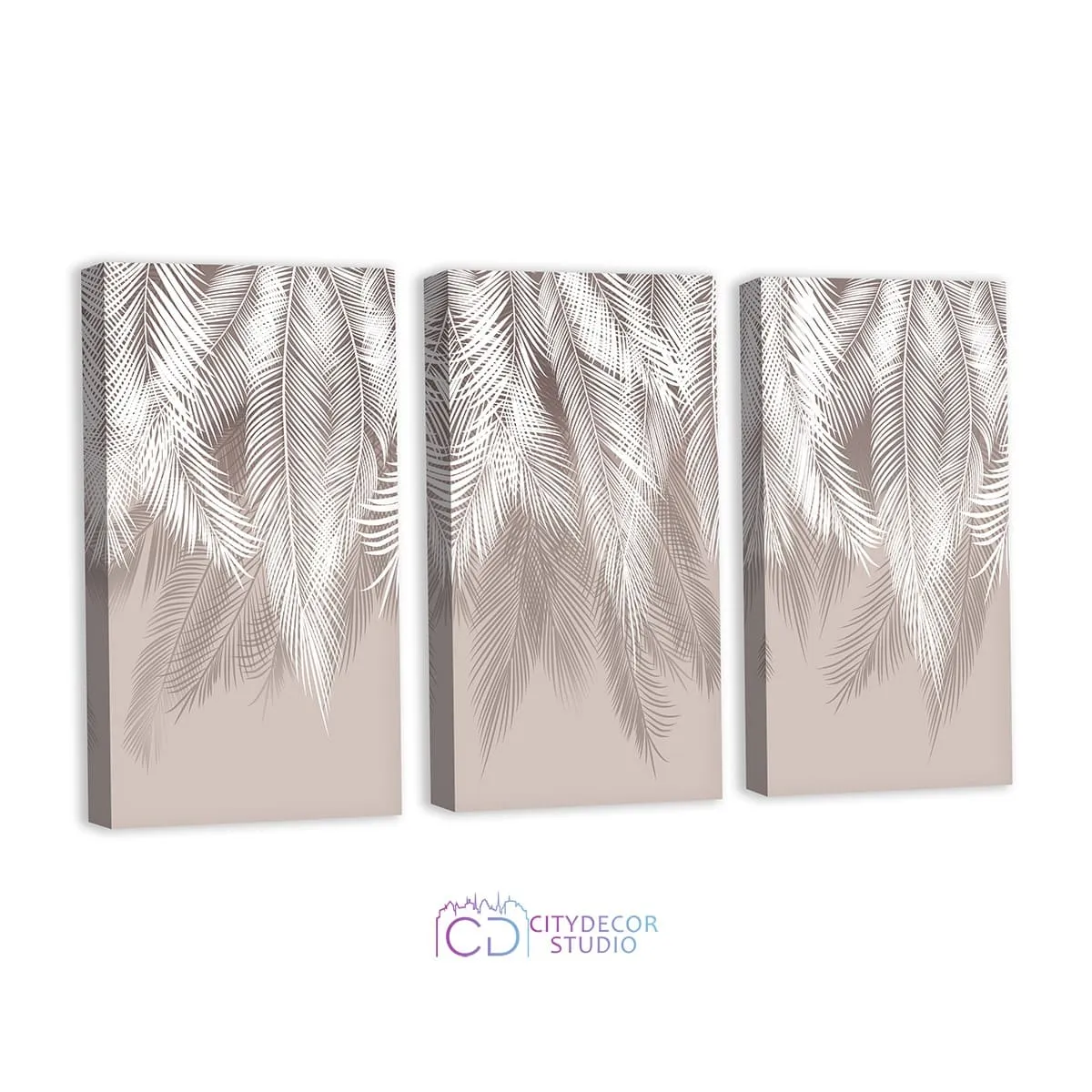 Модульная картина Citydecor Пальмовые листья (пудровый) арт. 7.160 (3 модуля) 75x117 см