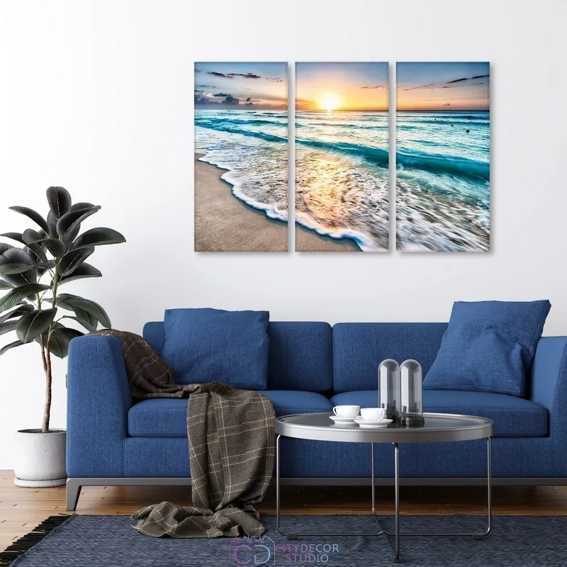 Модульная картина Citydecor Море/Водопады арт. 7.2 (3 модуля) 75x117 см