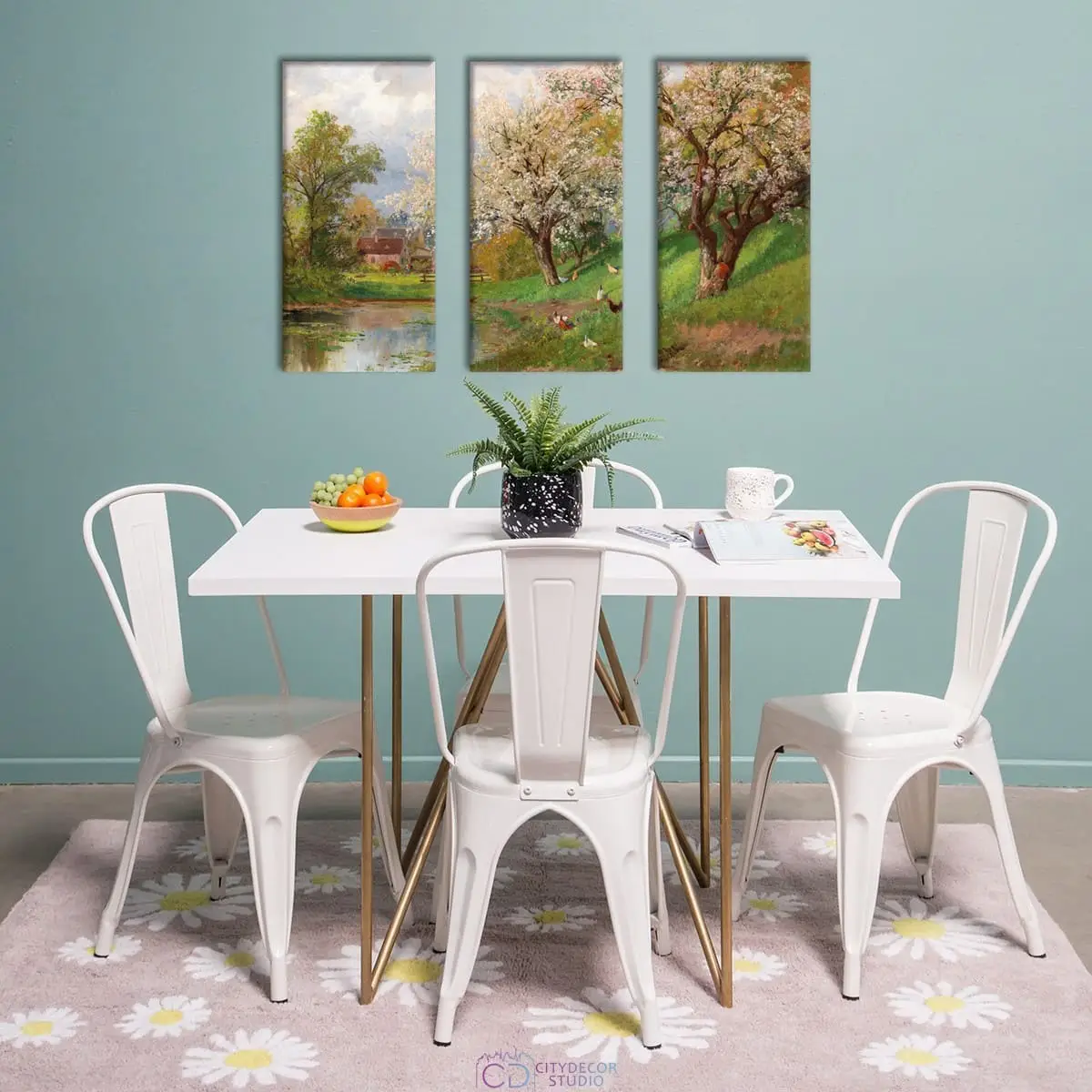 Модульная картина Citydecor "Весна в деревне", Алоис Арнеггер. Репродукция, арт. 7.204 (3 модуля) 75x117 см