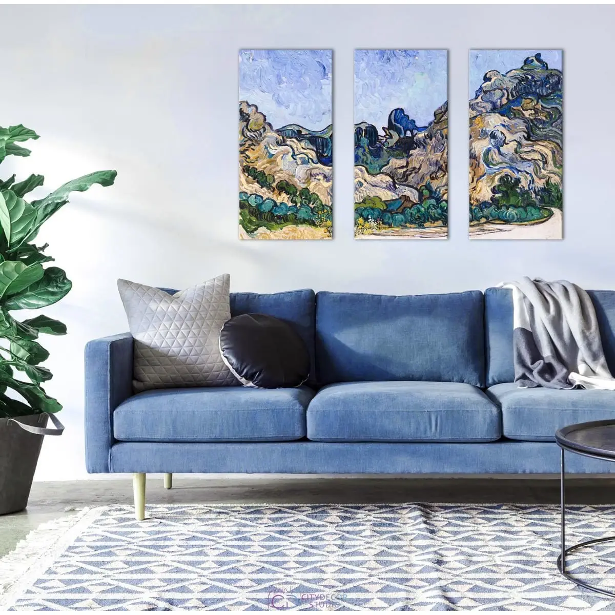 Модульная картина Citydecor &quot;Горы в Сен-Реми&quot;, Винсент ван Гог. Репродукция, арт. 7.208 (3 модуль) 75x117 см