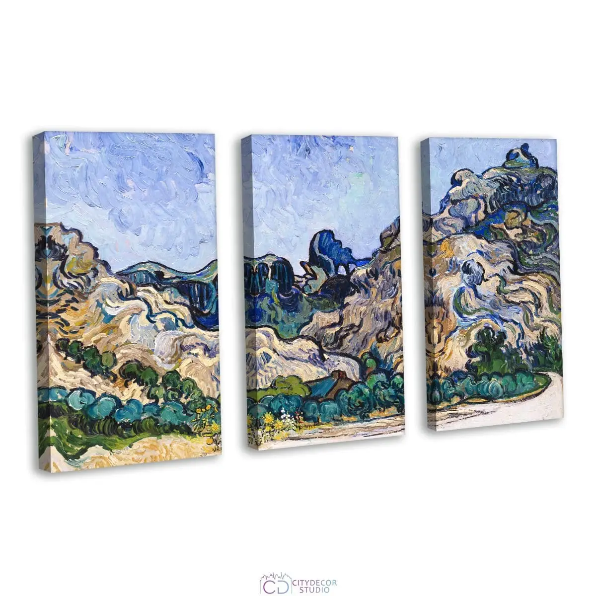 Модульная картина Citydecor &quot;Горы в Сен-Реми&quot;, Винсент ван Гог. Репродукция, арт. 7.208 (3 модуль) 75x117 см