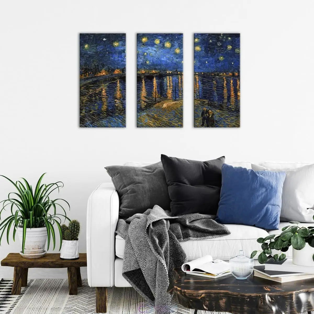 Модульная картина Citydecor "Звездная ночь над Роной", Винсент ван Гог. Репродукция, арт. 7.209 (3 модуль) 75x117 см