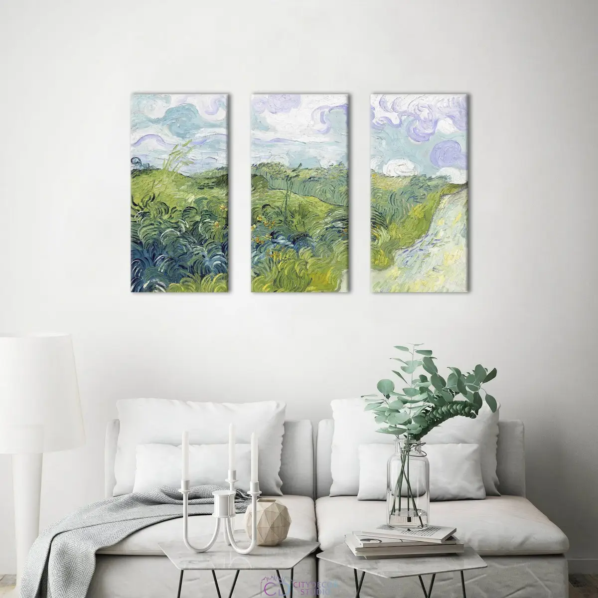 Модульная картина Citydecor "Зеленые пшеничные поля", Винсент ван Гог. Репродукция, арт. 7.210 (3 модуль) 75x117 см