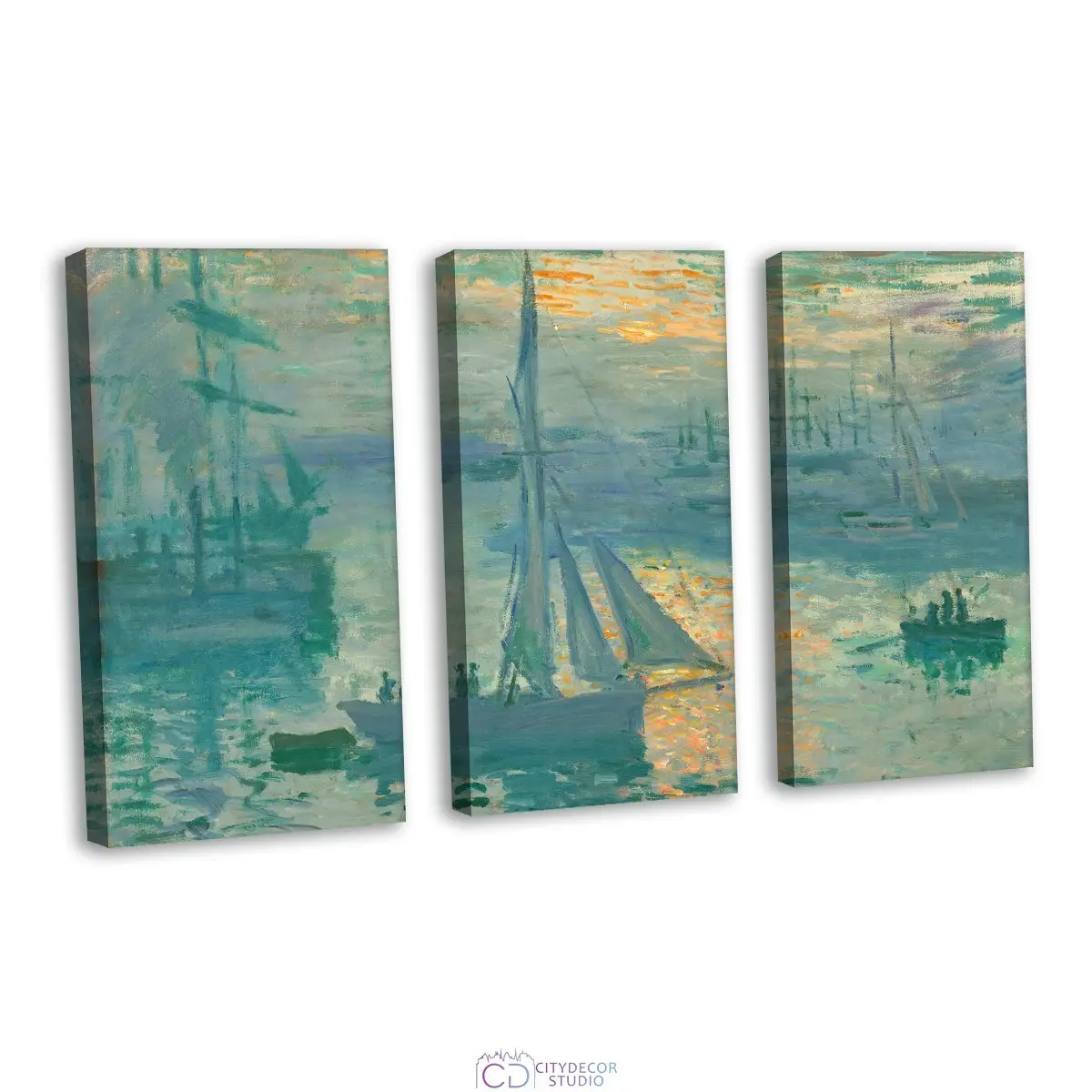 Модульная картина Citydecor "Рассвет", Клод Моне. Репродукция, арт. 7.212 (3 модуля) 75x117 см