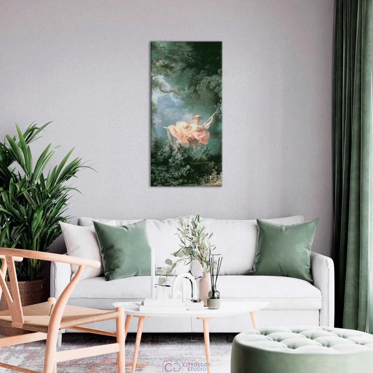 Модульная картина Citydecor &quot;Качели&quot;, Жан Оноре Фрагонар. Репродукция, арт.9.41 (1 модуль) 75x37 см