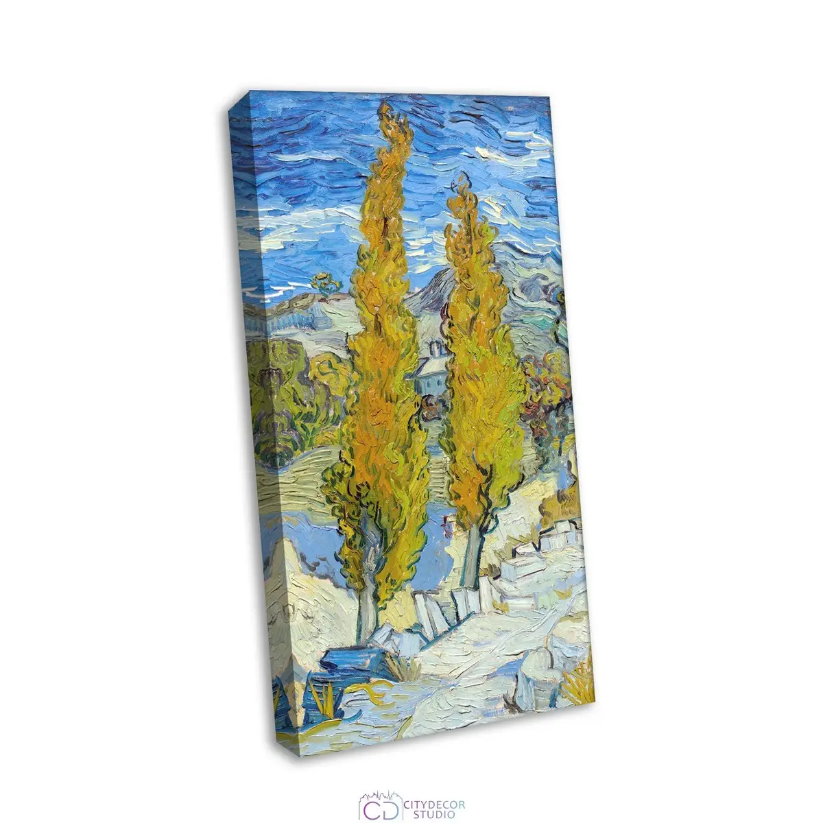 Модульная картина Citydecor "Тополя в Сен-Реми", Винсент ван Гог. Репродукция, арт. 9.66 (1 модуль) 75x37 см