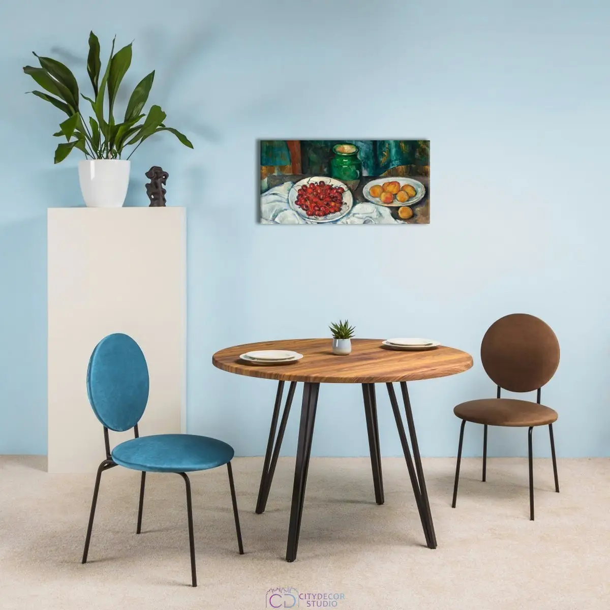 Модульная картина Citydecor &quot;Натюрморт с вишней и персиками&quot;, Поль Сезанн. Репродукция, арт. 9.83 (1 модуль) 75x37 см