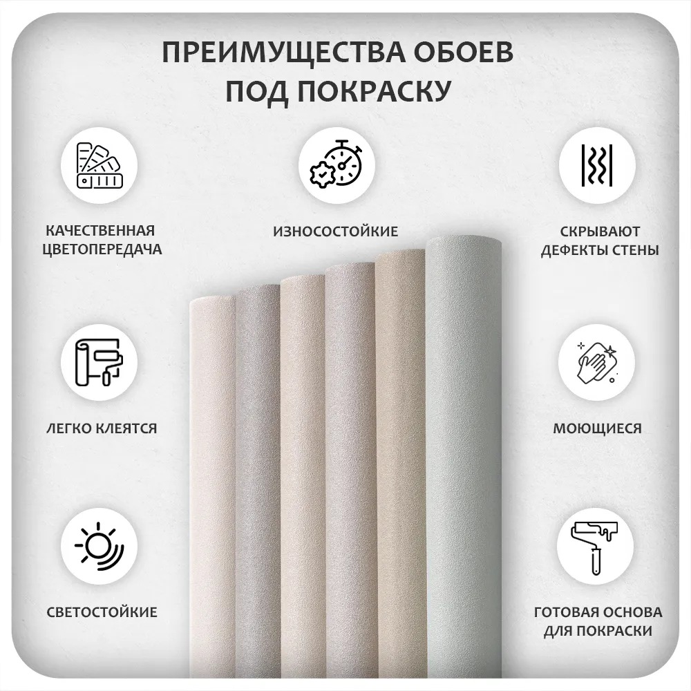 Обои антивандальные под покраску 1,06x35м (виниловые на флизелиновой основе)