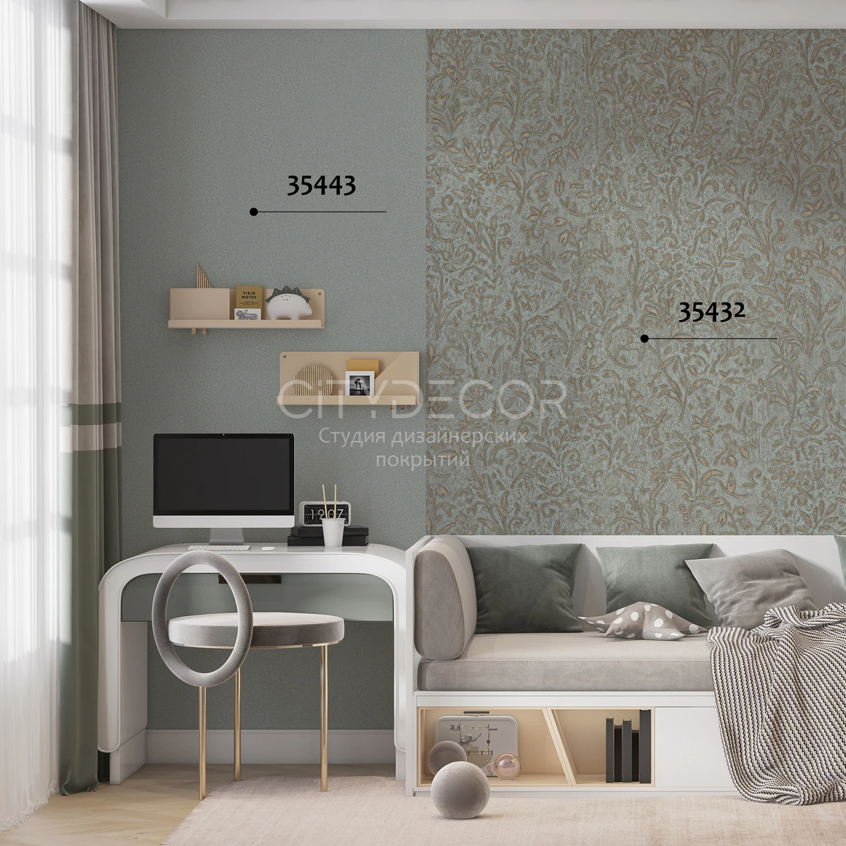 Обои Marburg Aura 35432 виниловые на флизелине горячего тиснения 1,06x10,05м