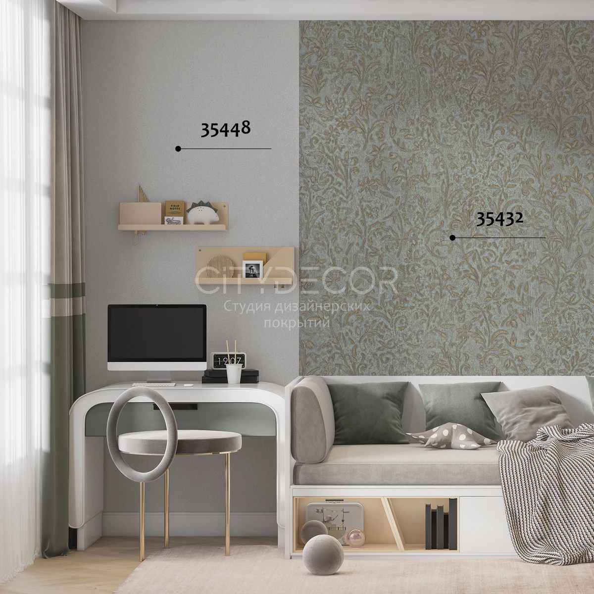 Обои Marburg Aura 35432 виниловые на флизелине горячего тиснения 1,06x10,05м