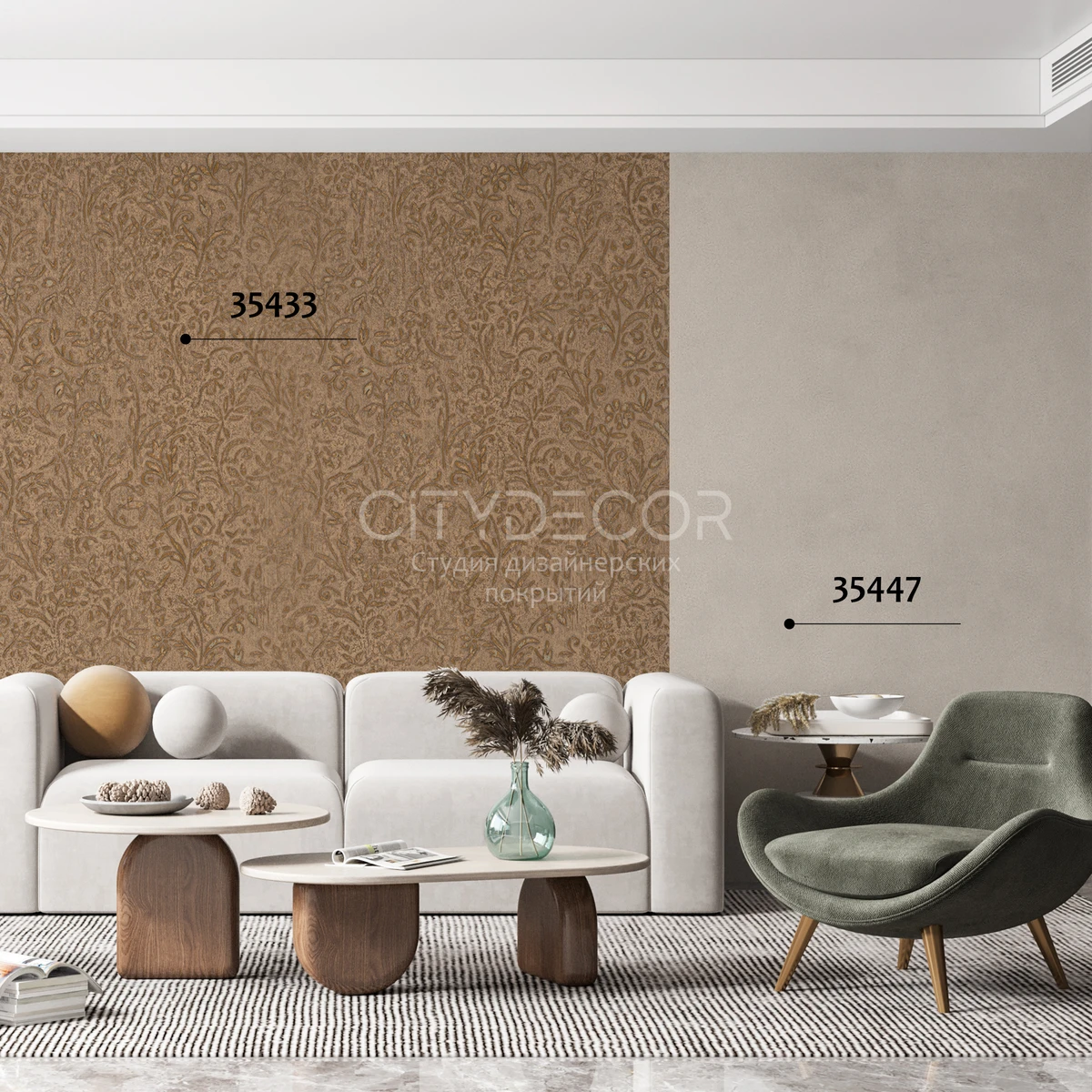 Обои Marburg Aura 35447 виниловые на флизелине горячего тиснения 1,06x10,05м