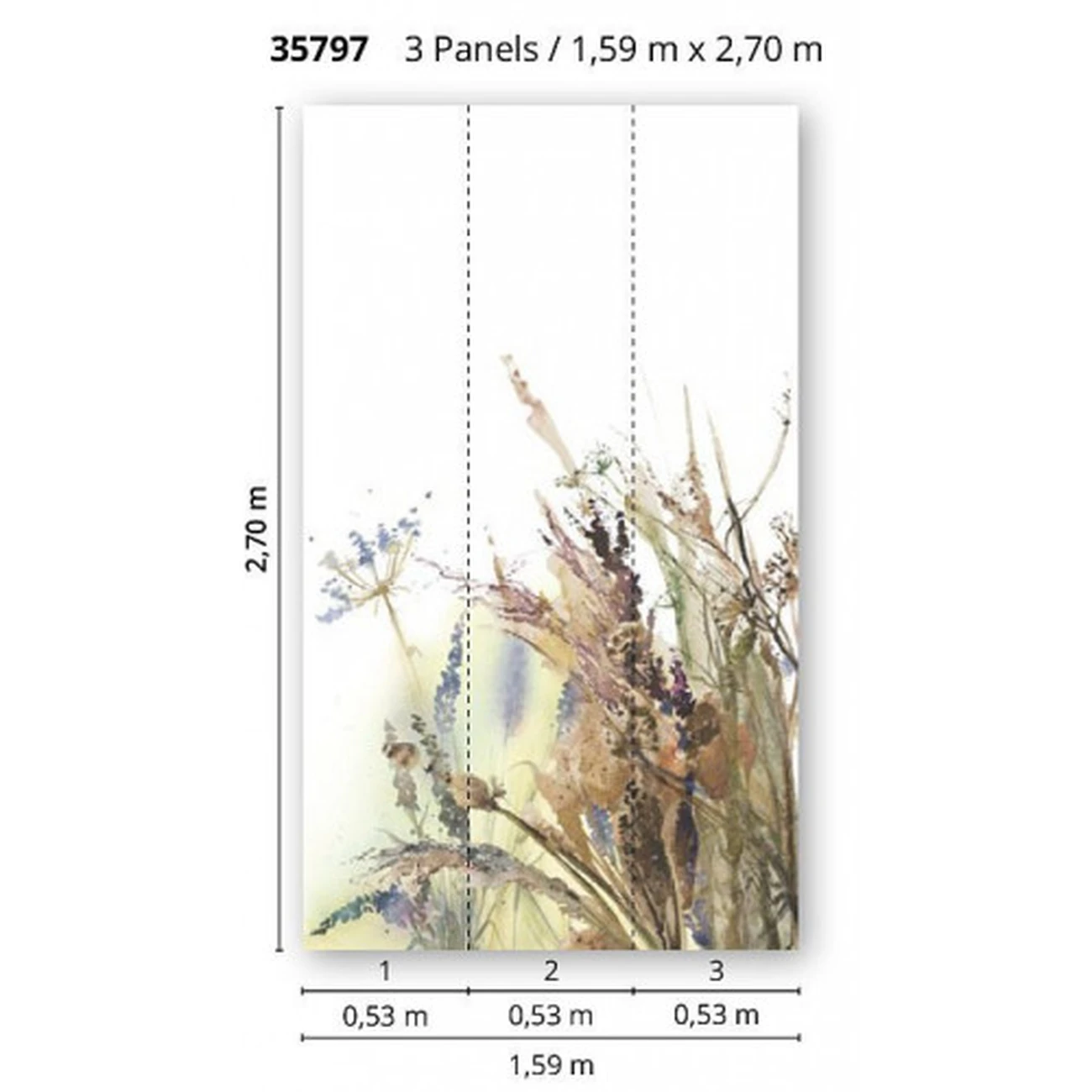 Обои панно Marburg Boho 35797 виниловые на флизелине горячего тиснения 1,59x2,7м