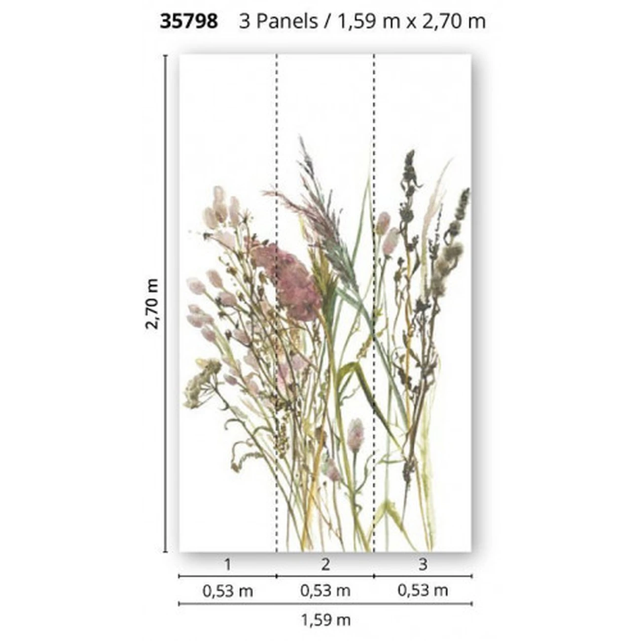 Обои панно Marburg Boho 35798 виниловые на флизелине горячего тиснения 1,59x2,7м