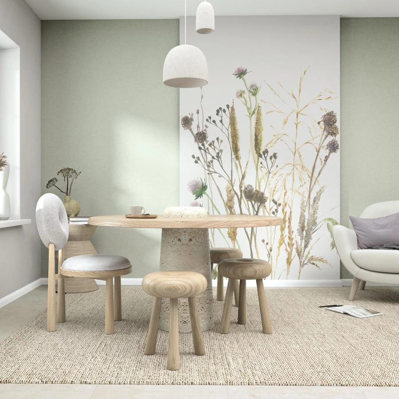 Обои панно Marburg Boho 35799 виниловые на флизелине горячего тиснения 1,59x2,7м