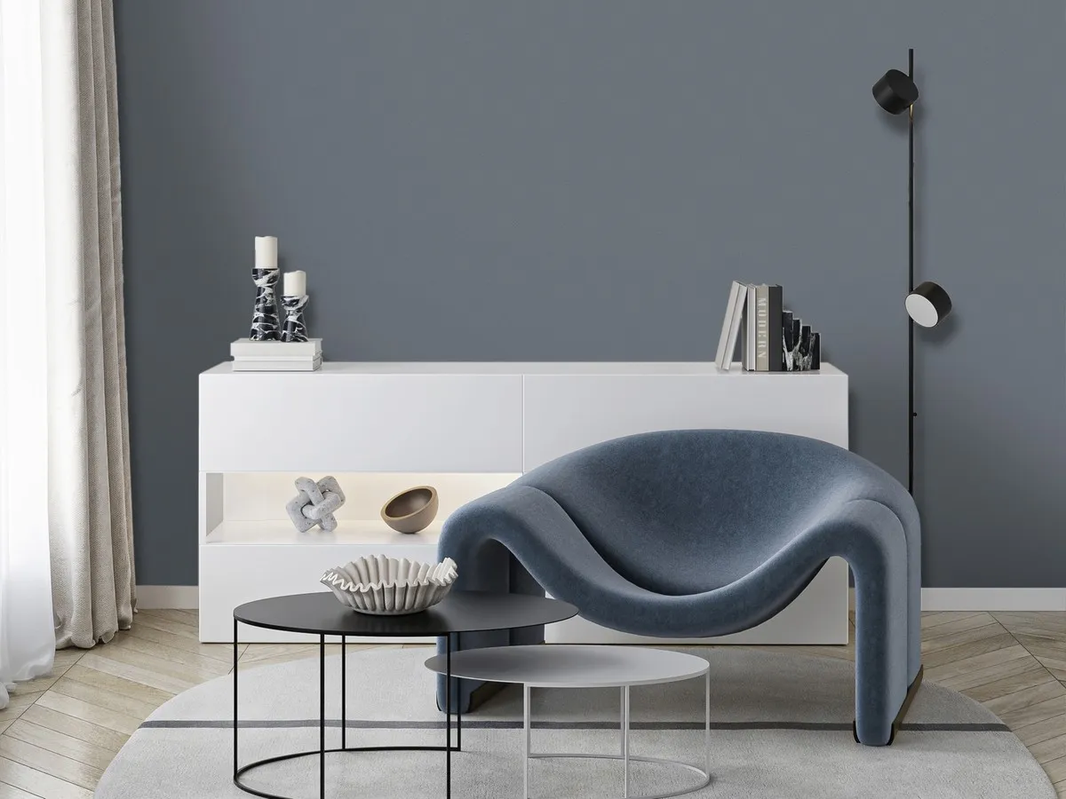 Обои Victoria Stenova IDEAL-3 589364 виниловые на флизелине горячего тиснения (фоновые однотонные) (синий) (1,06x10,05м)