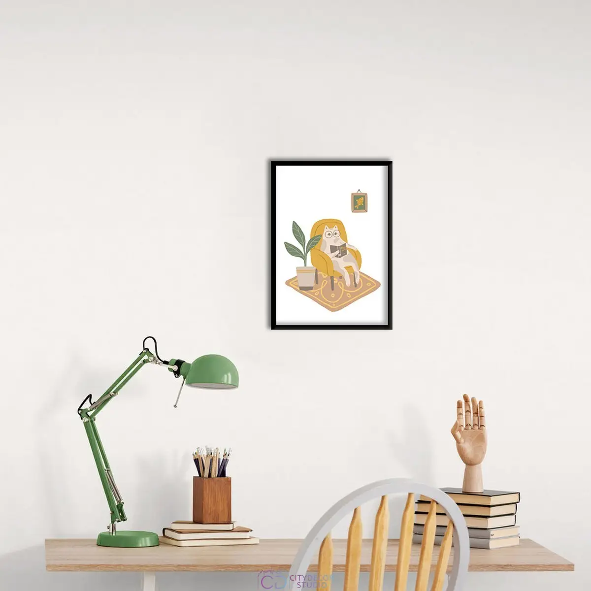 Дизайнерский постер Citydecor Кот и книга арт. 1 (1 постер 21x30 см без рамы)