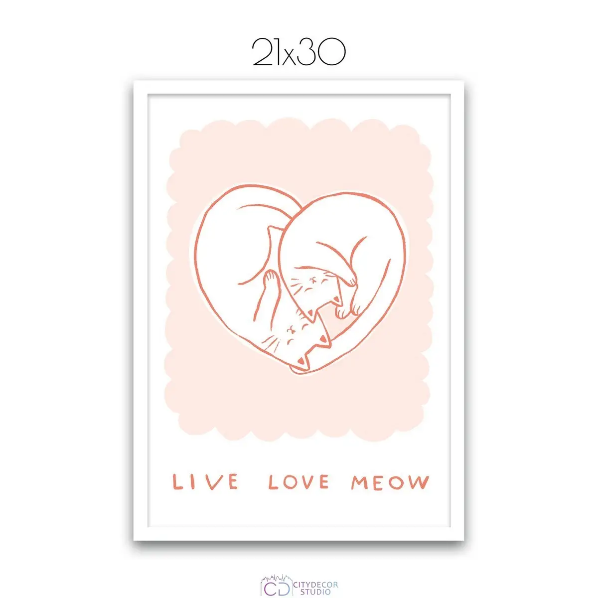 Дизайнерский постер Citydecor Live, love, meow арт. 1 (1 постер 21x30 см без рамы)