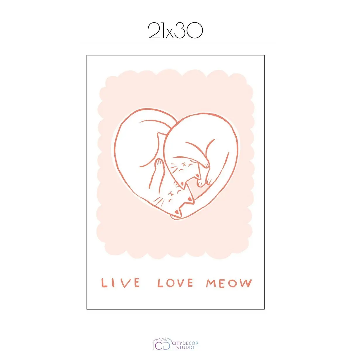 Дизайнерский постер Citydecor Live, love, meow арт. 1 (1 постер 21x30 см без рамы)