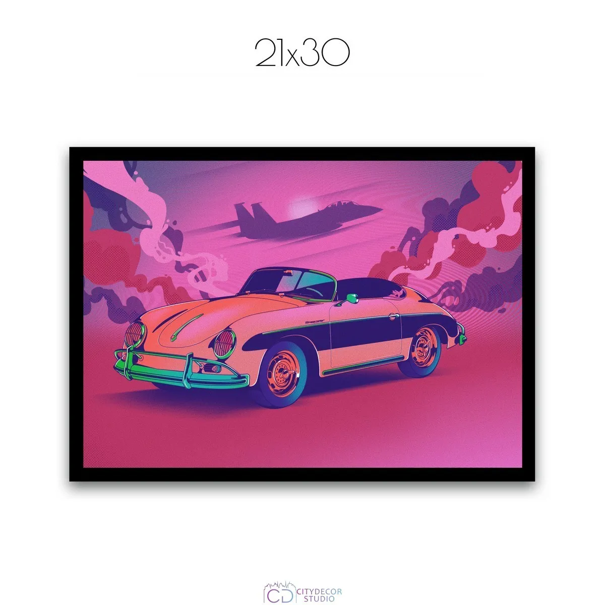 Постер Citydecor Порше Ретро арт. 1 (1 постер 21x30 см без рамы)