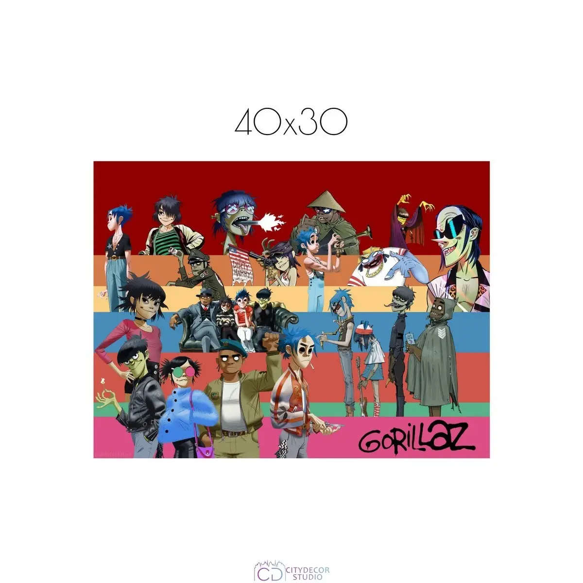 Постер Citydecor Gorillaz арт. 7 (1 постер 30x40 см без рамы)