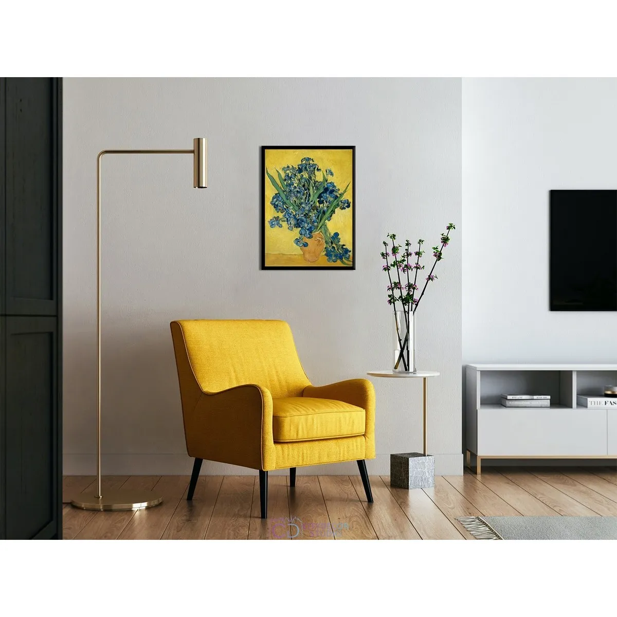 Постер Citydecor "Ваза с ирисами на желтом фоне", Винсент ван Гог. Репродукция (1 постер 30x40 см без рамы)