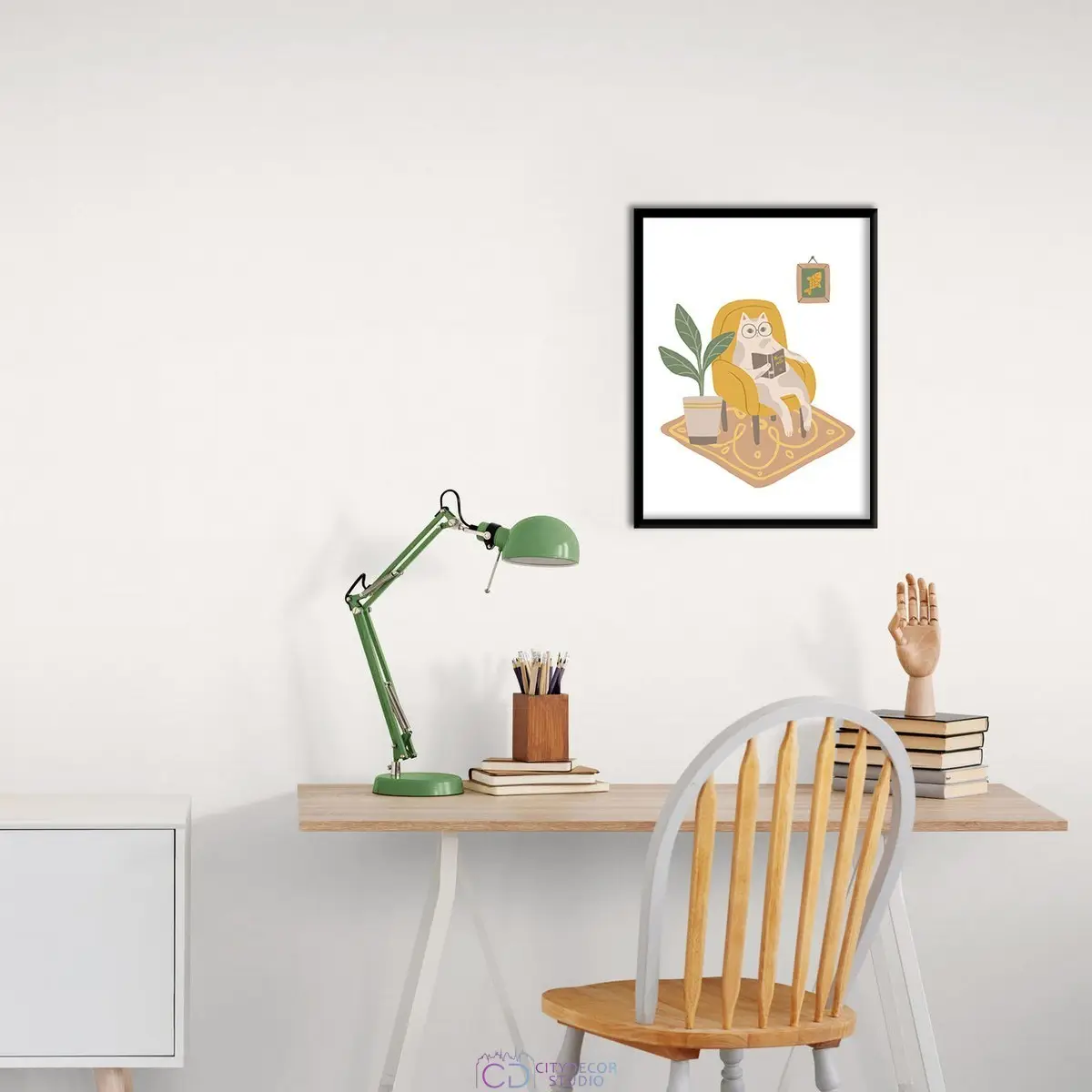 Дизайнерский постер Citydecor Кот и книга арт. 1 (1 постер 30x40 см без рамы)