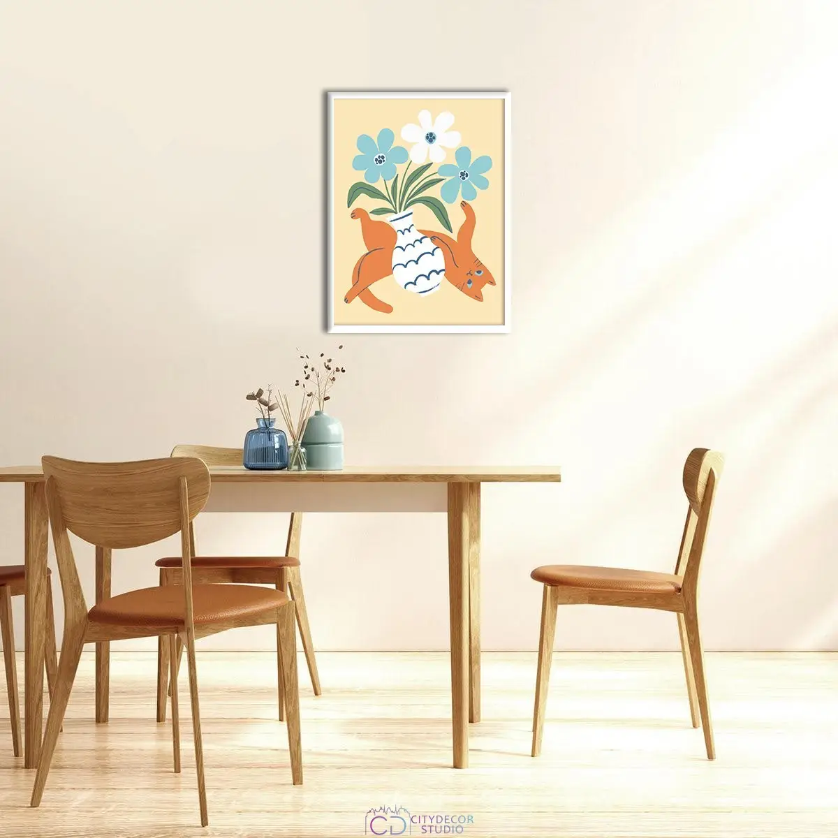 Дизайнерский постер Citydecor Кот и ваза арт. 2 (1 постер 30x40 см без рамы)