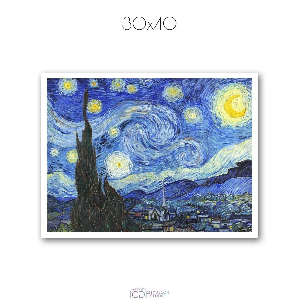 Постер Citydecor "Звездная ночь", Винсент ван Гог. Репродукция (1 постер 30x40 см без рамы)