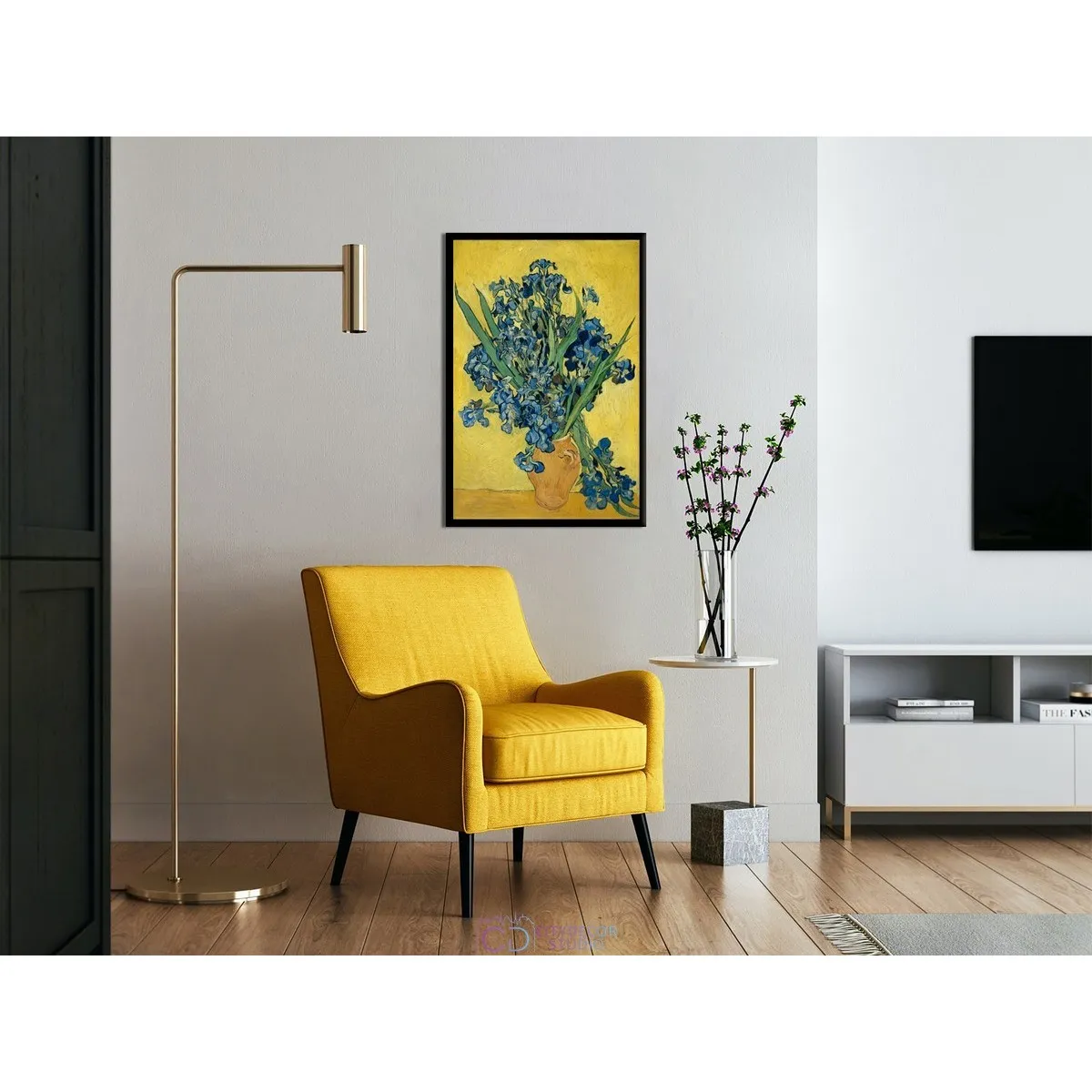 Постер Citydecor "Ваза с ирисами на желтом фоне", Винсент ван Гог. Репродукция (1 постер 40x60 см без рамы)