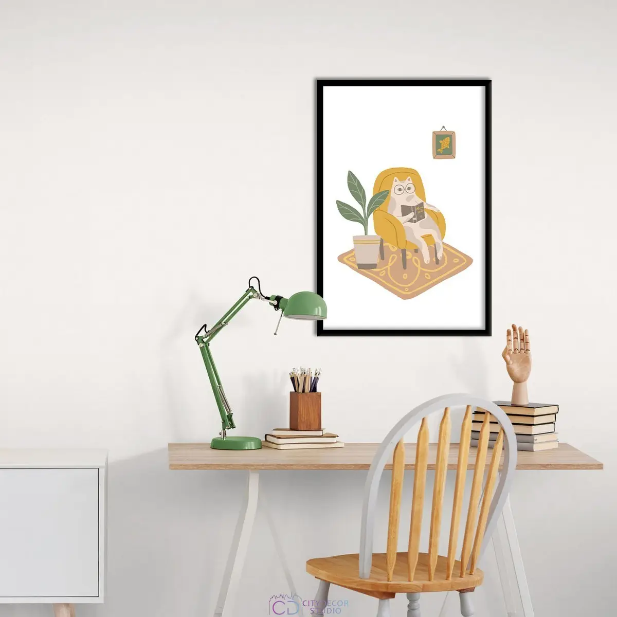 Дизайнерский постер Citydecor Кот и книга арт. 1 (1 постер 40x60 см без рамы)