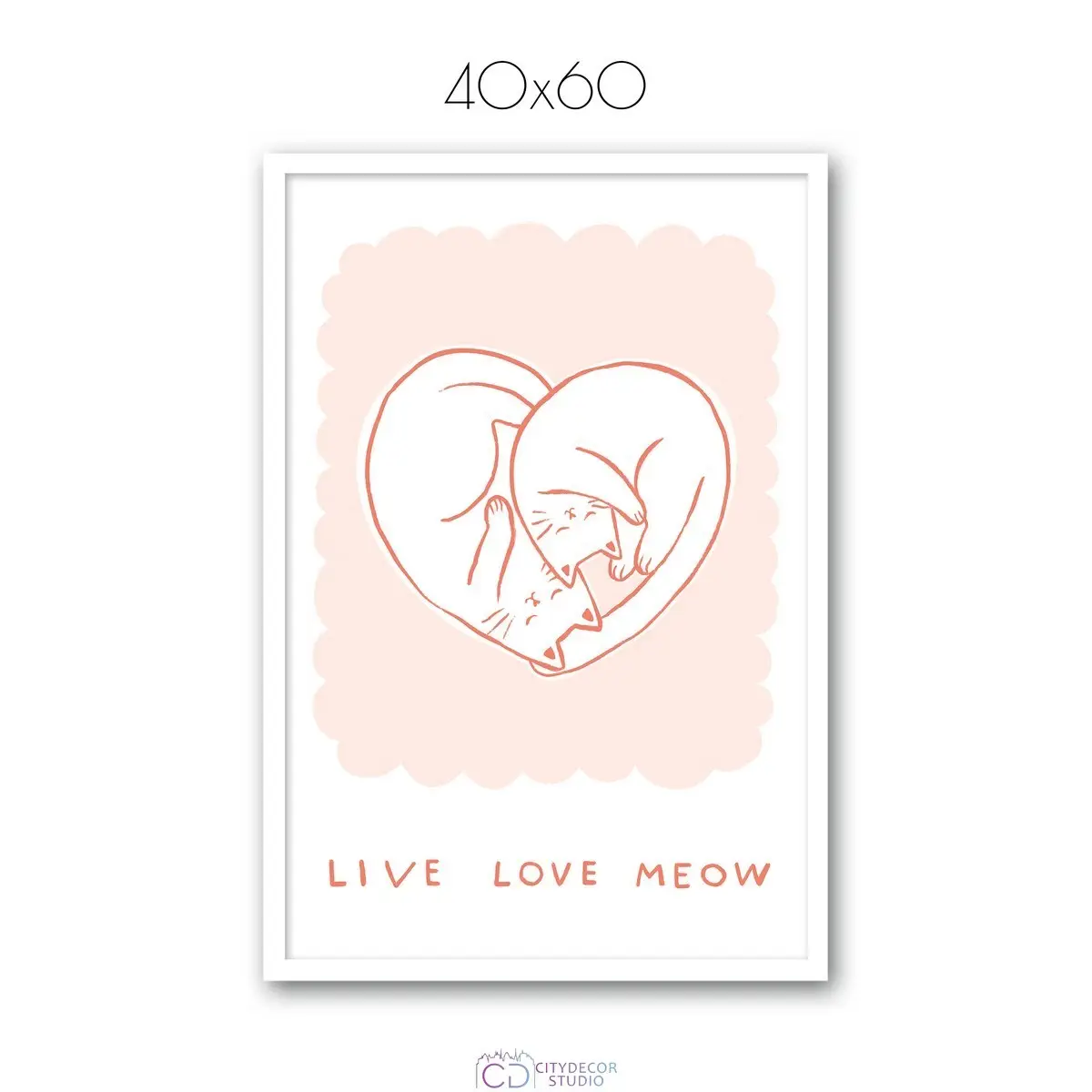 Дизайнерский постер Citydecor Live, love, meow арт. 1 (1 постер 40x60 см без рамы)