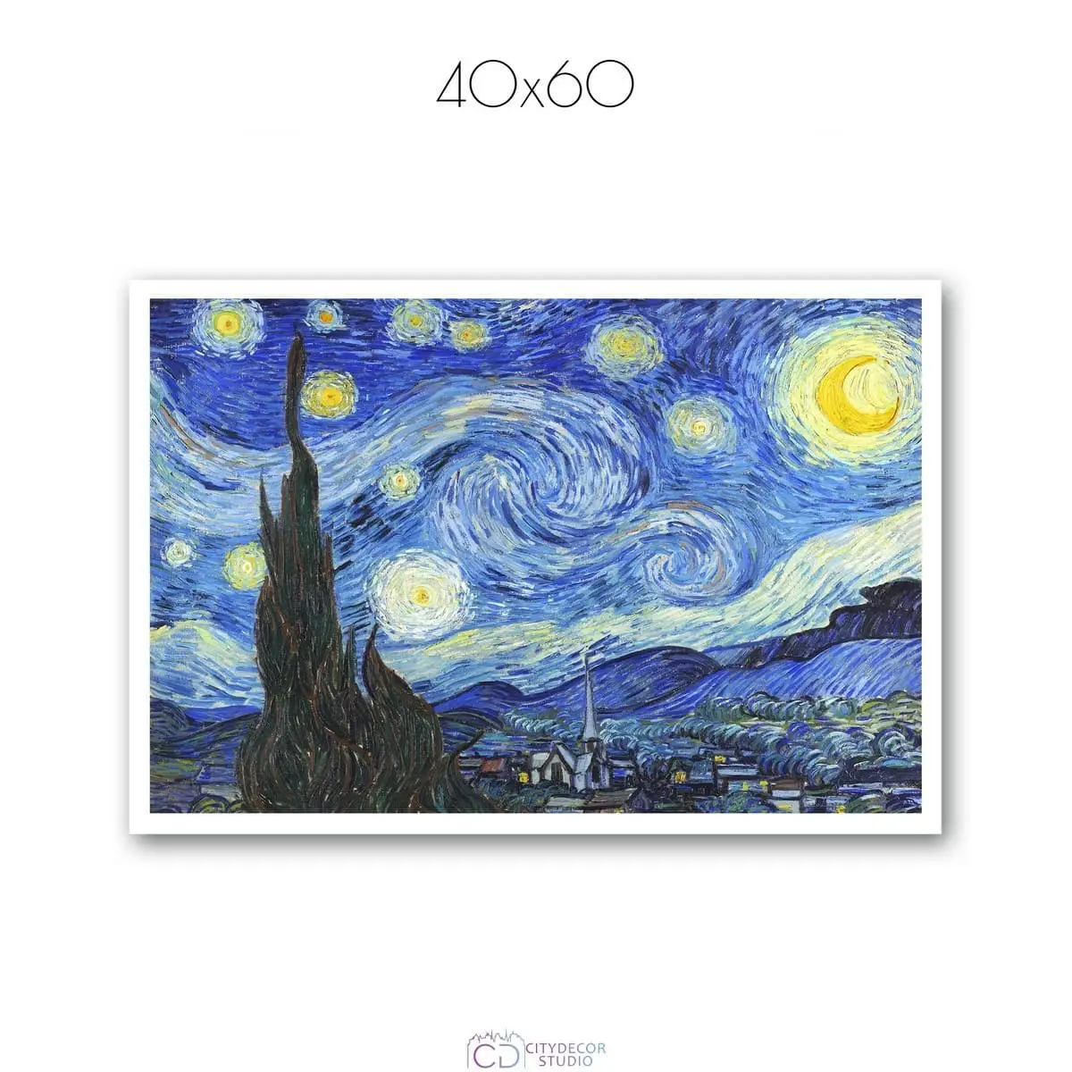 Постер Citydecor "Звездная ночь", Винсент ван Гог. Репродукция (1 постер 40x60 см без рамы)