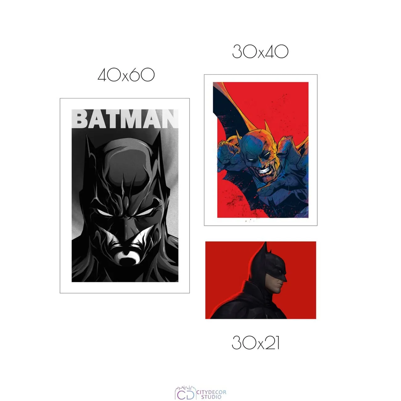 Набор постеров Citydecor Batman арт. 5 (по 1 постеру размером 21x30, 30x40 и 40x60 см без рам)