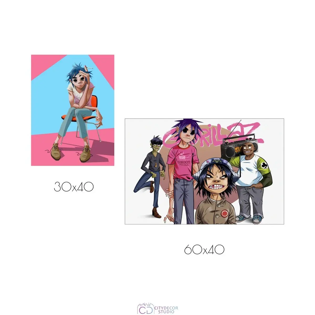 Набор постеров Citydecor Gorillaz арт. 5 (по 1 постеру размером 30x40 и 40x60 см без рам)