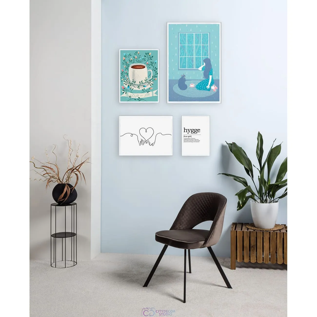 Набор постеров Citydecor Hygge арт. 4 (по 1 постеру размером 21х30 и 40x60 см, 2 постера 30х40 см без рам)