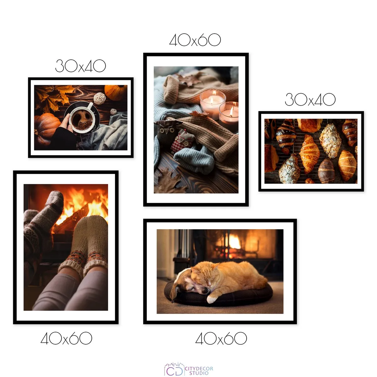 Набор постеров Citydecor Hygge арт. 7 (2 постера размером 30x40 см и 3 постера 40x60 см без рам)