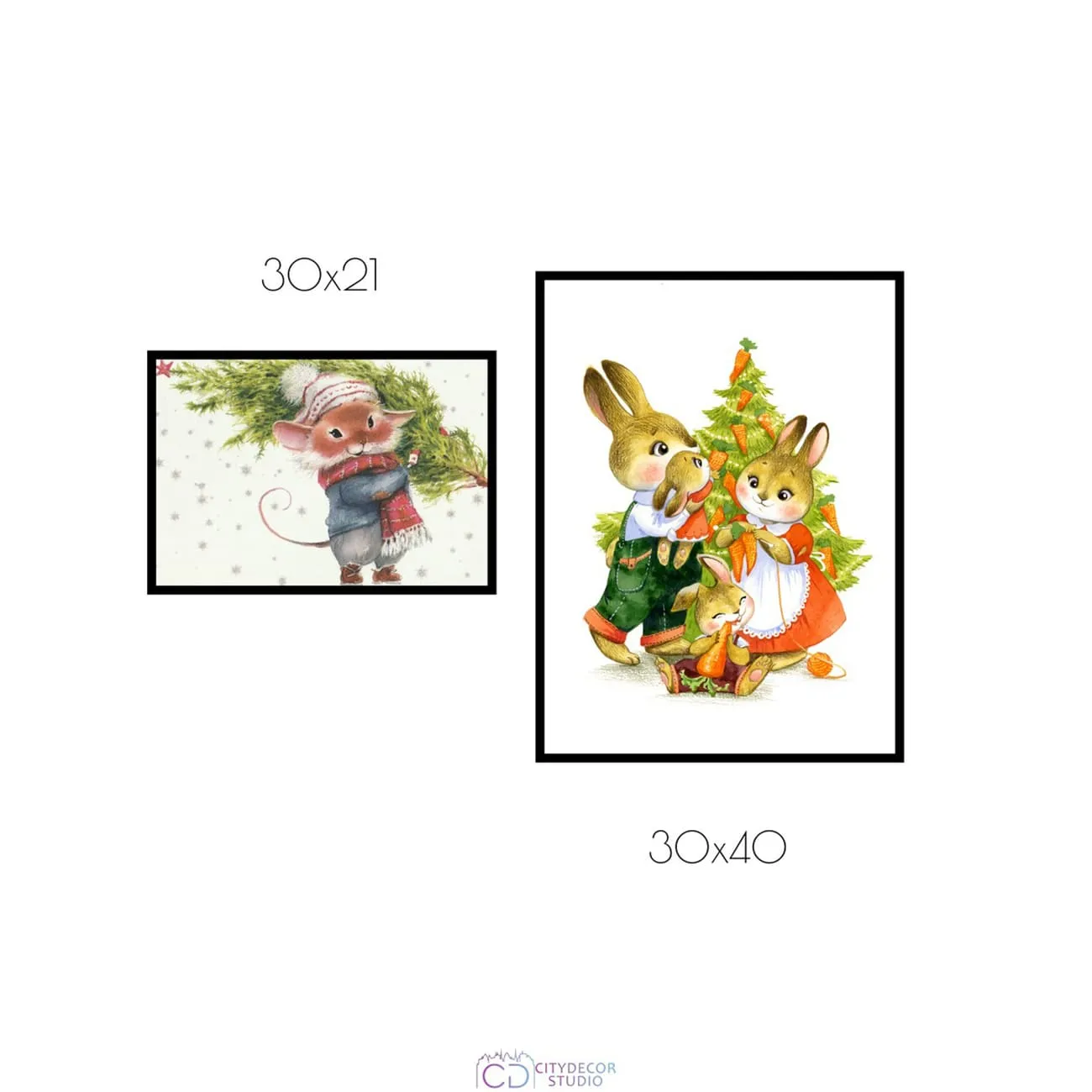 Набор постеров Citydecor New Year арт. 2 (по 1 постеру размером 21x30 и 30x40 см без рам)