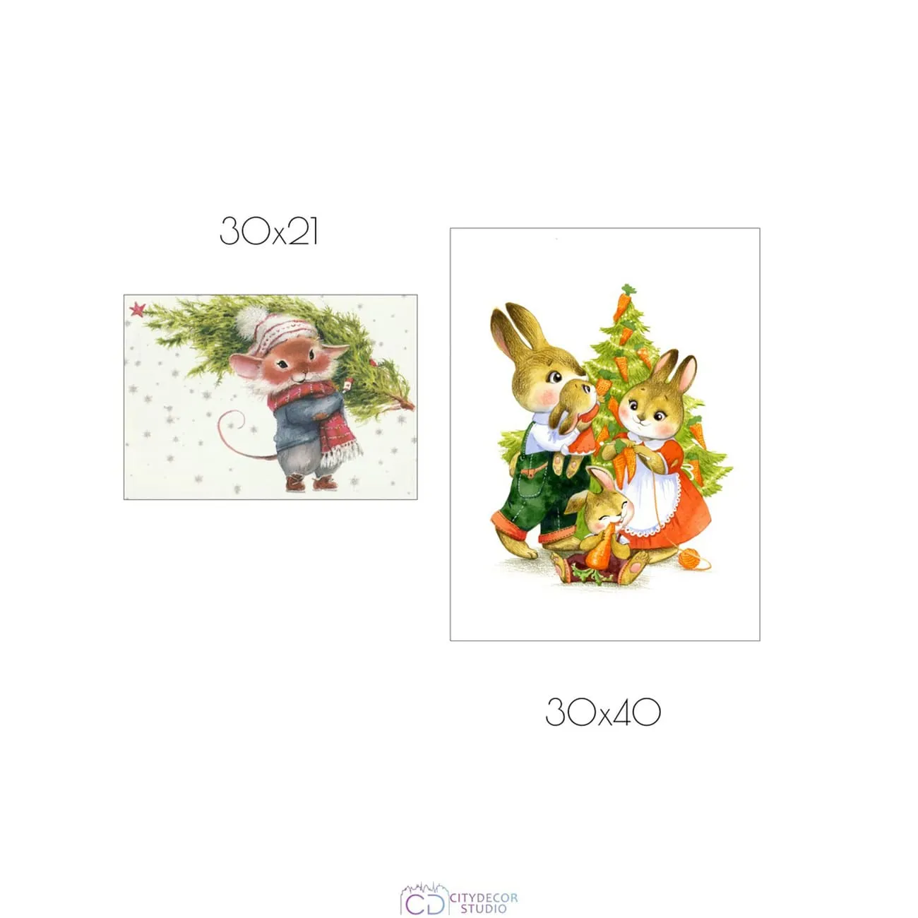 Набор постеров Citydecor New Year арт. 2 (по 1 постеру размером 21x30 и 30x40 см без рам)