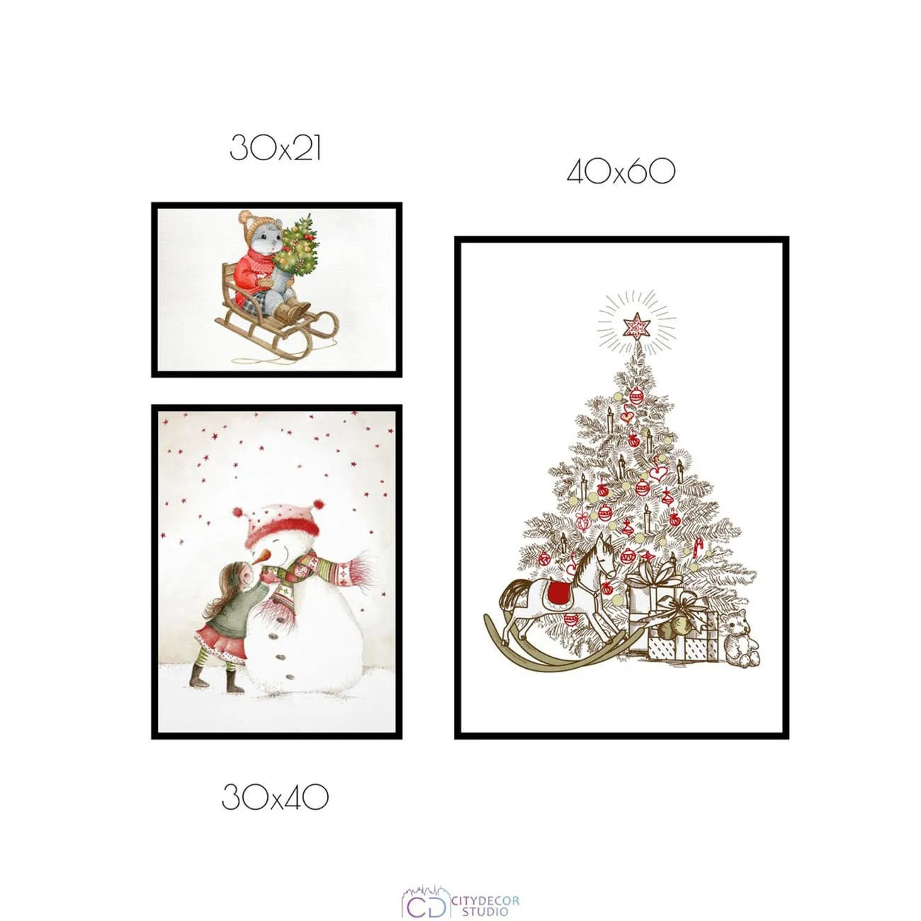 Набор постеров Citydecor New Year арт. 5 (по 1 постеру размером 21x30, 30x40 и 40x60 см без рам)