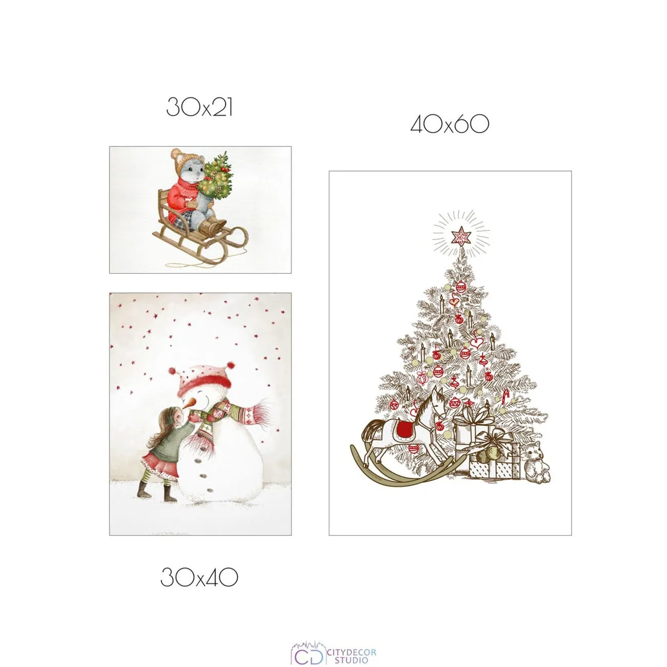 Набор постеров Citydecor New Year арт. 5 (по 1 постеру размером 21x30, 30x40 и 40x60 см без рам)