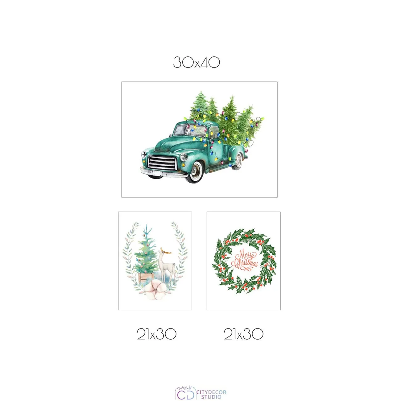 Набор постеров Citydecor New Year арт. 6 (2 постера размером 21x30 см и 1 постер 30x40 см без рам)