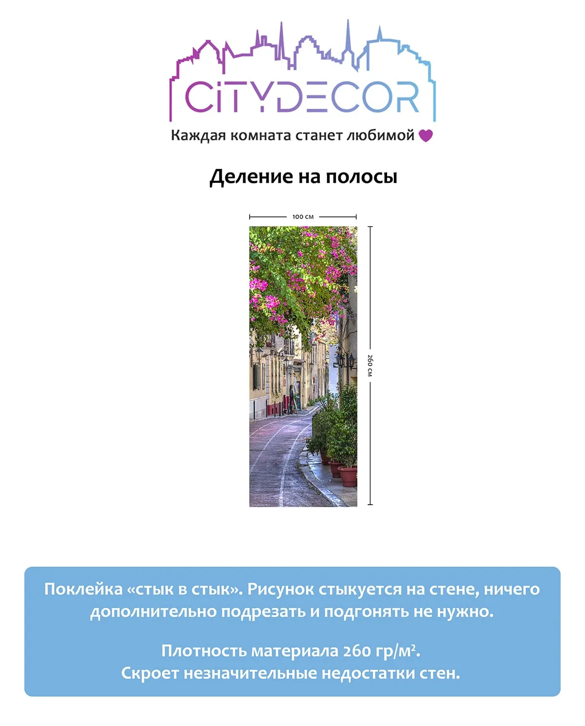 Фотообои рулонные Citydecor Фреска 54 на флизелиновой основе 100x260 см
