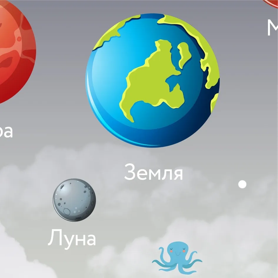 Дизайнерские фотообои рулонные Citydecor Карта мира &quot;Флаги и планеты&quot; на флизелиновой основе 100x260 см