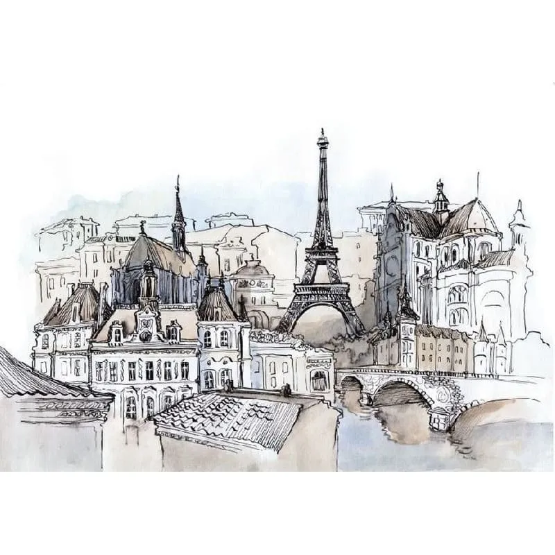 Фотообои рулонные Citydecor Акварельный Париж на флизелиновой основе 200x140 см