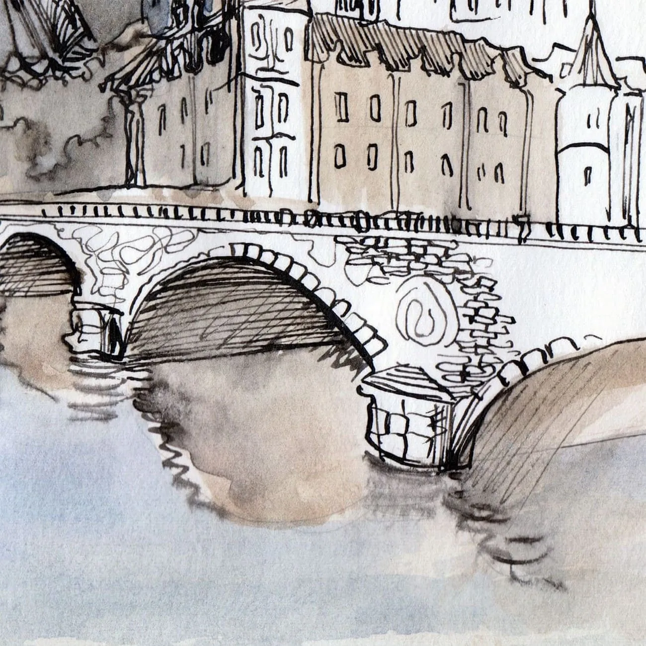 Фотообои рулонные Citydecor Акварельный Париж на флизелиновой основе 200x140 см