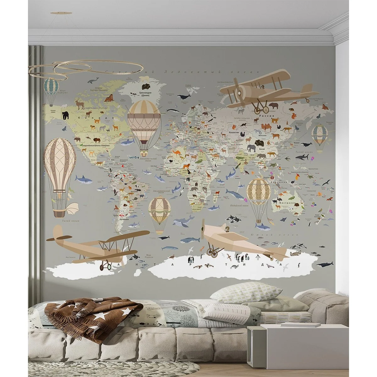 Фотообои рулонные Citydecor Детская (карта мира) 149 на флизелиновой основе 200x140 см