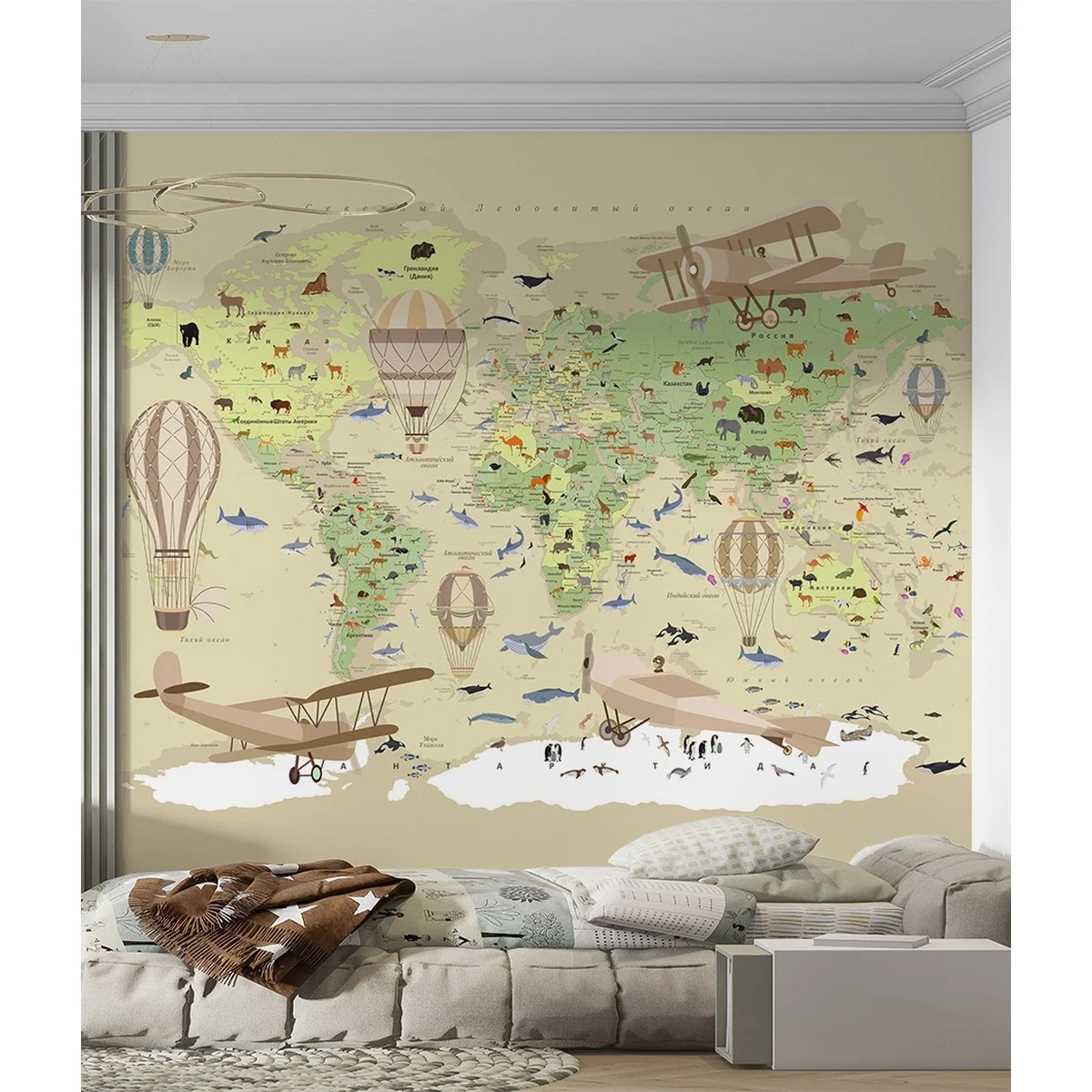 Фотообои рулонные Citydecor Детская (карта мира) 152 на флизелиновой основе 200x140 см